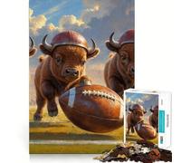 Puzzle da 1000 pezzi con vitelli di bisonte,football americano old school,gioco di precisione e cognitivo,giocattolo per il tempo libero,regalo di Natale divertente (50x75cm)
