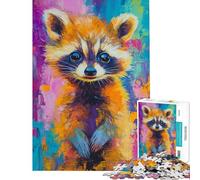 Puzzle da 1000 pezzi con vivace illustrazione di un procione Gioco educativo e stimolante per tutta la famiglia ideale per migliorare la memoria e come regalo (dimensioni 75x50cm)