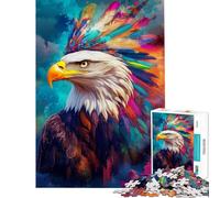 Puzzle da 1000 pezzi con vivace illustrazione di un'aquila gioco pratico che stimola l'intelligenza e crea dipendenza ideale come regalo per uomini e donne e come antistress (dimensioni 38x26cm)