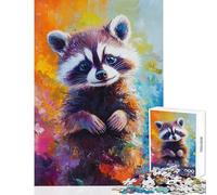 Puzzle da 1000 pezzi con vivace immagine di un procione rompicapo per adulti gioco di logica e analisi compleanni (dimensioni 50x75cm)