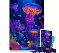Puzzle da 1000 pezzi con vivace scena di meduse e barriera corallina per adulti,gioco di abilità mentale,taglio laser per un incastro perfetto,attività gratificante per le giornate di pioggia
