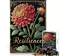 Puzzle da 1000 pezzi con vivaci fiori di dalia e resilienza in cornice dorata ideale per adolescenti con un'ottima memoria e un piacevole effetto rilassante Taglio uniforme perfetto come regalo