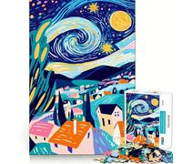 Puzzle da 1000 pezzi con vivida visione fauvista di una notte stellata,ideale per stimolare la concentrazione mentale Design a incastro preciso,sfida interattiva per il cervello,per la casa (38x52cm)