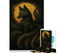 Puzzle da 1000 pezzi con volpe a nove code e aura dorata per adolescenti, gioco di logica e abilità, morbido, rilassante, taglio preciso, regalo prezioso (38x52cm)