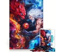 Puzzle da 1000 pezzi con volpe a nove code e jutsu di ghiaccio per adulti, gioco di logica fine, relax, bordi puliti, opera d'arte (38x26cm)