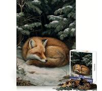 Puzzle da 1000 pezzi con volpe addormentata nella foresta invernale, ideale per ragazzi Gioco di logica semplice e divertente, perfetto per il tempo libero Regalo di compleanno 50x75cm