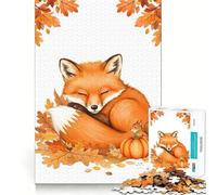 Puzzle da 1000 pezzi con volpe addormentata, scoiattolo e zucca, ideale per adolescenti, per migliorare la memoria e il tempo libero Pezzo unico con motivo natalizio 38x52cm