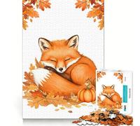 Puzzle da 1000 pezzi con volpe addormentata, scoiattolo e zucca per adolescenti, gioco intelligente per momenti di condivisione, immagine da assemblare, opera d'arte 50x75cm