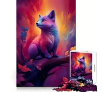 Puzzle da 1000 pezzi con volpe arcobaleno su ramo per adulti, gioco di logica, divertimento rilassante, pezzo da collezione con taglio preciso (38x52cm)