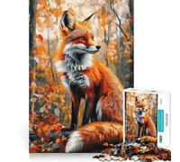 Puzzle da 1000 pezzi con volpe autunnale nel bosco Gioco di prestigio con taglio liscio,idea regalo rilassante,pezzo d'arte natalizio (38x26cm)