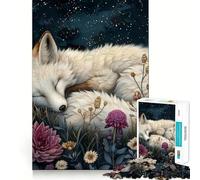 Puzzle da 1000 pezzi con volpe bianca addormentata ideale per adolescenti per migliorare la memoria e favorire il gioco rilassante con bordi ben definiti perfetto come regalo di Babbo Natale 38x26cm