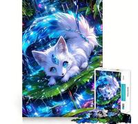 Puzzle da 1000 pezzi con volpe bianca dagli occhi azzurri,ideale per ragazzi,gioco di concentrazione mentale,tagli di precisione,bordi lisci,perfetto come regalo di Natale (50x75cm)