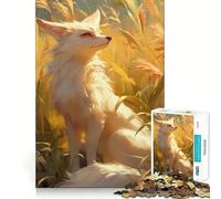 Puzzle da 1000 pezzi con volpe bianca del deserto nella foresta Gioco di abilità mentale,incastro stabile,parti che non si spostano Un passatempo divertente per i lunghi weekend (38x52cm)