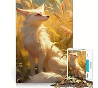 Puzzle da 1000 pezzi con volpe bianca del deserto nella foresta,gioco di costruzione Focus,incastro perfetto,attività gratificante per le giornate di pioggia (38x26cm)