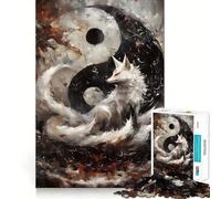 Puzzle da 1000 pezzi con volpe bianca e Yin Yang,gioco creativo per lo sviluppo delle capacità di gioco,incastro perfetto,nessun pezzo si stacca,attività per rafforzare il legame tra persone care