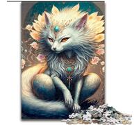 Puzzle da 1000 pezzi con volpe bianca, fantasia colorata, in legno, regalo perfetto per genitori, amanti e amici - età 14+, 50x75cm, coinvolgente attività di gioco per la famiglia