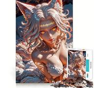 Puzzle da 1000 pezzi con volpe bianca in stile anime,gioco cognitivo divertente,taglio di alta precisione, alleviare lo stress (50x75cm)