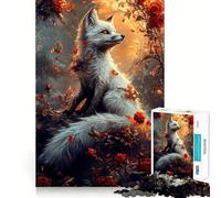 Puzzle da 1000 pezzi con volpe bianca in un roseto,gioco creativo che stimola la creatività Componenti robusti e ben definiti,ideale da portare in viaggio Gioco per allenare la mente (38x26cm)