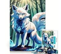 Puzzle da 1000 pezzi con volpe bianca mistica nella foresta, ideale per ragazzi, per migliorare la memoria, rilassante e divertente, con un design elegante (38x52cm)