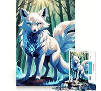 Puzzle da 1000 pezzi con volpe bianca mistica nella foresta, per adulti, gioco di logica stimolante, divertimento rilassante, bordi nitidi, regalo memorabile (50x75cm)