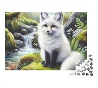 Puzzle da 1000 pezzi con volpe bianca nella foresta e cascata, adulti. Un gioco educativo e bellissimo, perfetto come decorazione, un'esperienza stimolante e impegnativa, ideale come regalo.70x50 cm.