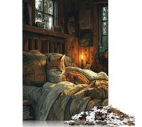 Puzzle da 1000 pezzi con volpe che dorme sul letto, per adulti, difficoltà alta, giochi rilassanti, giocattolo, regalo di Halloween, 1000 pezzi (75x50 cm)