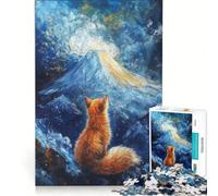 Puzzle da 1000 pezzi con volpe che osserva la cima di una montagna, gioco educativo, antistress, compleanno e Natale 38x26cm