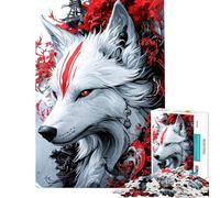 Puzzle da 1000 pezzi con volpe dai segni rossi gioco rompicapo per adulti decorazione da parete compleanno e Natale (dimensioni 50x75cm)