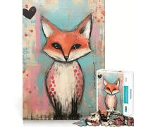 Puzzle da 1000 pezzi con volpe di San Valentino e cuori a pois,per adulti,gioco di abilità mentale,taglio laser per un incastro perfetto,attività gratificante per le giornate di pioggia (50x75cm)