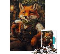 Puzzle da 1000 pezzi con volpe e birra in taverna Puzzle da 1000 pezzi per la decorazione della casa ma anche divertente e umoristico rompicapo per tutta la famiglia (38x26cm)