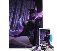 Puzzle da 1000 pezzi con volpe e ragazza nella foresta oscura Gioco rilassante giocattolo avvincente per coltivare la pazienza Ottimo regalo e giocattolo adatto alle coppie (dimensioni 75x50cm)