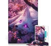 Puzzle da 1000 pezzi con volpe in fiore di ciliegio Bordo perfetto,divertente rompicapo,regalo per rilassarsi,gioco di compleanno,regalo artistico (38x52cm)