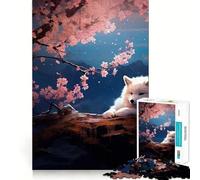 Puzzle da 1000 pezzi con volpe in fiore di ciliegio e cucciolo,taglio netto,arte,concentrazione,gioco di costruzione,relax,divertimento per compleanno (38x52cm)