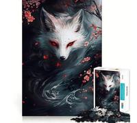 Puzzle da 1000 pezzi con volpe in fiore di ciliegio Gioco di squadra perfetto per stimolare la mente,divertente e rilassante,ideale come regalo di Natale (38x52cm)