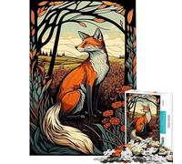 Puzzle da 1000 pezzi con volpe in stile Art Nouveau puzzle naturalistico per adulti gioco per famiglie ideale per passare il tempo in casa compleanno e Natale (dimensioni 38x52cm)