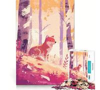 Puzzle da 1000 pezzi con volpe in una foresta autunnale,illustrazione artistica minimalista,taglio perfetto,divertente,gioco di risoluzione dei problemi,gioco gratuito,regalo di Natale (38x26cm)