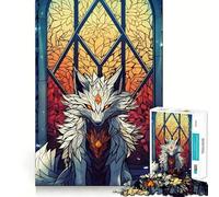 Puzzle da 1000 pezzi con volpe in vetro colorato per adulti, gioco di puzzle rilassante e divertente, taglio di alta qualità, regalo di compleanno 38x26cm