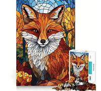 Puzzle da 1000 pezzi con volpe in vetro colorato per ragazzi gioco stimolante per il pensiero creativo semplice e divertente con incastri precisi ideale per creare un desiderio di Babbo Natale 38x26cm