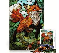 Puzzle da 1000 pezzi con volpe in vetro colorato per ragazzi, gioco stimolante per la mente, semplice e divertente, con incastri precisi, ideale per creare un desiderio di Babbo Natale 50x75cm