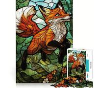 Puzzle da 1000 pezzi con volpe in vetro colorato per ragazzi, gioco stimolante per la mente, semplice e divertente, con incastri precisi, ideale per creare un desiderio di Babbo Natale 50x75cm