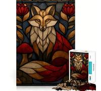Puzzle da 1000 pezzi con volpe in vetro colorato per ragazzi, stimola la memoria, rilassante e divertente, ideale per assemblare e creare una piacevole sorpresa 50x75cm