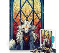 Puzzle da 1000 pezzi con volpe in vetro colorato per ragazzi, stimola la memoria, rilassante e divertente, con bordi precisi, un regalo pensato con cura 50x75cm