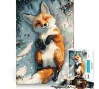Puzzle da 1000 pezzi con volpe invernale nella neve,ideale per ragazzi,gioco di concentrazione mentale,bordi lisci e tagliati con precisione,perfetto come regalo di Natale (38x52cm)