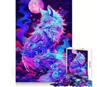 Puzzle da 1000 pezzi con volpe Kitsune al neon tra le nuvole, per adulti, gioco di logica, rilassante e divertente, ideale come regalo di Babbo Natale (38x26cm)
