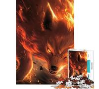 Puzzle da 1000 pezzi con volpe Kitsune di fuoco sfida per l'intelligenza gioco avvincente antistress idee regalo (dimensioni 75x50cm)