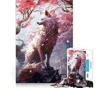 Puzzle da 1000 pezzi con volpe Kitsune giapponese bianca,divertente gioco di squadra,tecnologia di taglio laser avanzata,giocattolo per interni per le vacanze (38x26cm)
