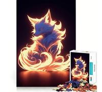 Puzzle da 1000 pezzi con volpe Kitsune infuocata al neon per adolescenti, rompicapo divertente per il tempo libero, arte da assemblare e da collezione (50x75cm)