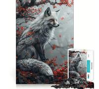 Puzzle da 1000 pezzi con volpe Kitsune mistica per adulti, gioco di logica fine, divertimento silenzioso, bordi puliti, regalo memorabile (38x26cm)