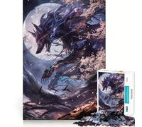 Puzzle da 1000 pezzi con volpe Kitsune nera,disegno ritagliato con precisione,sfida intelligente e divertente,gioco per il tempo libero,regalo decorativo natalizio 50x75cm