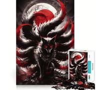 Puzzle da 1000 pezzi con volpe Kitsune nera e rossa,pezzi a incastro preciso,giocattolo creativo e divertente,momento di relax,regalo di compleanno 38x26cm